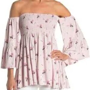 Euc Free People Cloud Berry lilac combo -off shoulder top Size SMALL